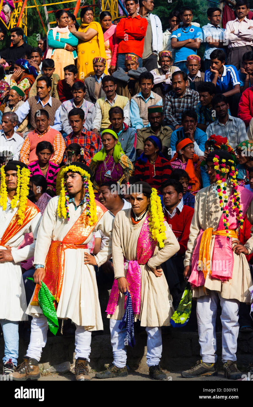 High caste Rajputs dancing at the Nagar Festival, Himachal Pradesh, India Stock Photo