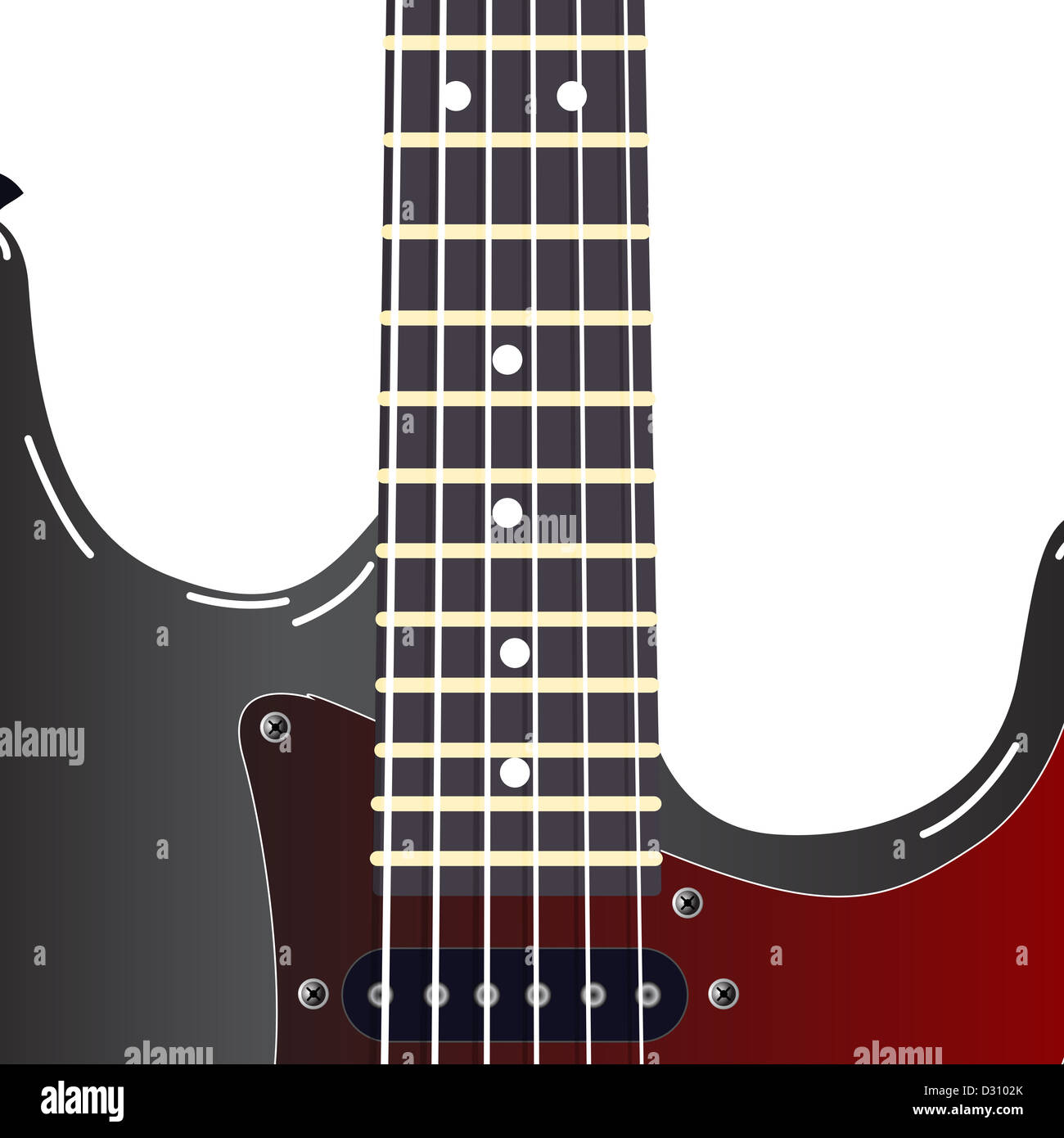 Black electric guitar on a white background Stock Photo - Alamy
