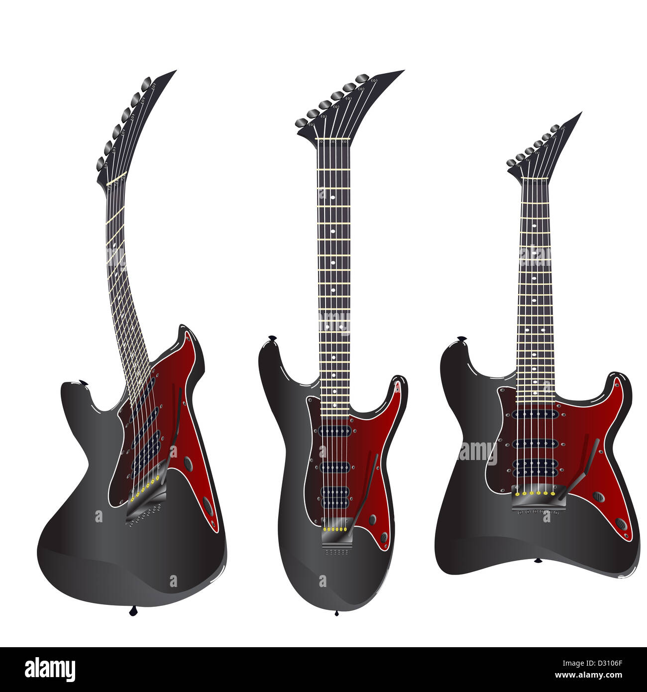 Black electric guitar on a white background Stock Photo - Alamy