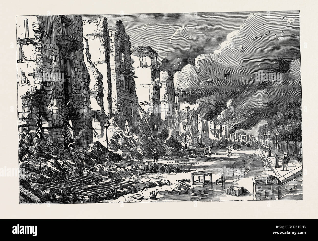 THE WAR IN EGYPT: AFTER THE BURNING OF ALEXANDRIA: RUINS OF THE GRAND SQUARE Stock Photo