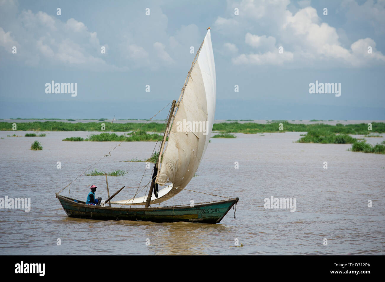 Fishing dhow, Kendu Bay, Lake Victoria, Kenya Stock Photo