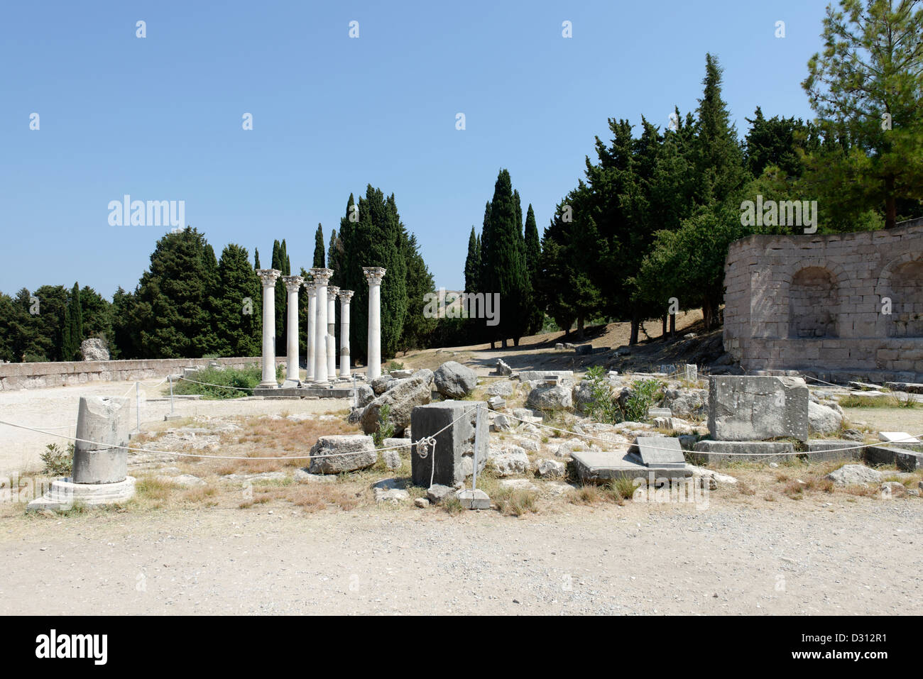 Part view of the second level terrace.  Asklepieion. Kos. Greece. Stock Photo