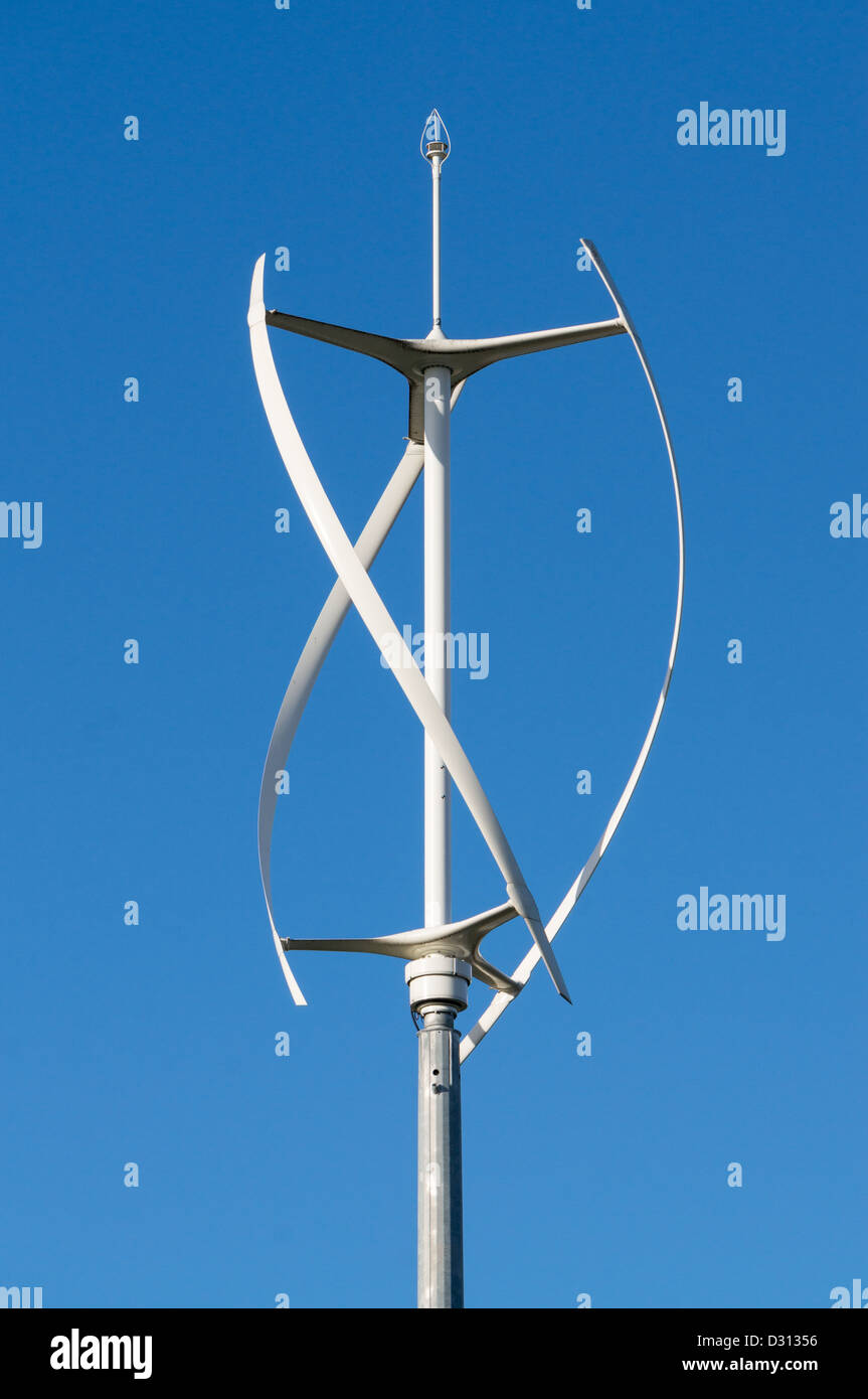 Vertical axis  Darrieus helical wind turbine VAWT Stock Photo