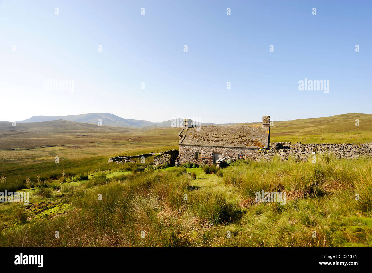 Isolated farmhouse in the heart of the Welsh upland moorland known as Migneint. Stock Photo