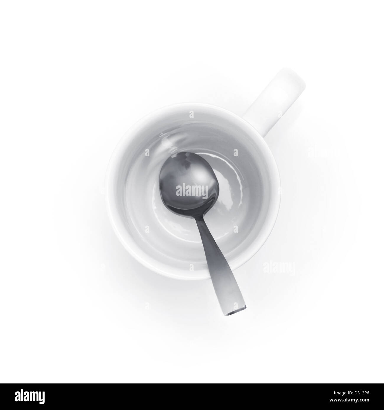 Coffee cup with metal spoon top view Stock Photo