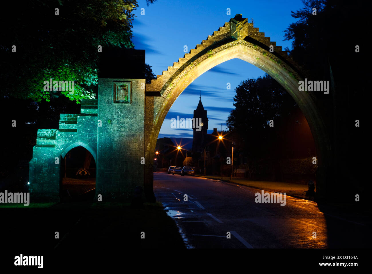 Night time veiw of Edzell Arch, Angus, Scotland. Stock Photo