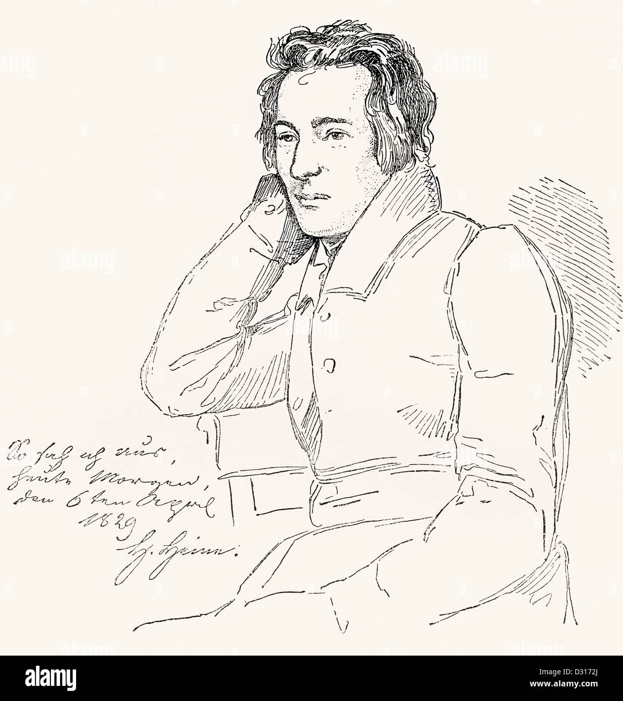Heinrich Heine , 1797 –1856. German poet, journalist, essayist and literary critic. Stock Photo