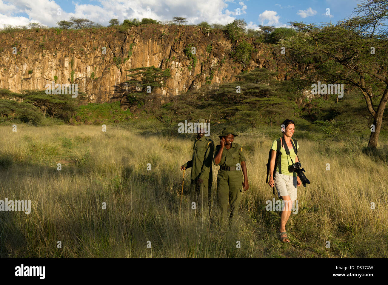 Walking on Ruko Community Wildlife Conservancy, Lake Baringo, Kenya Stock Photo