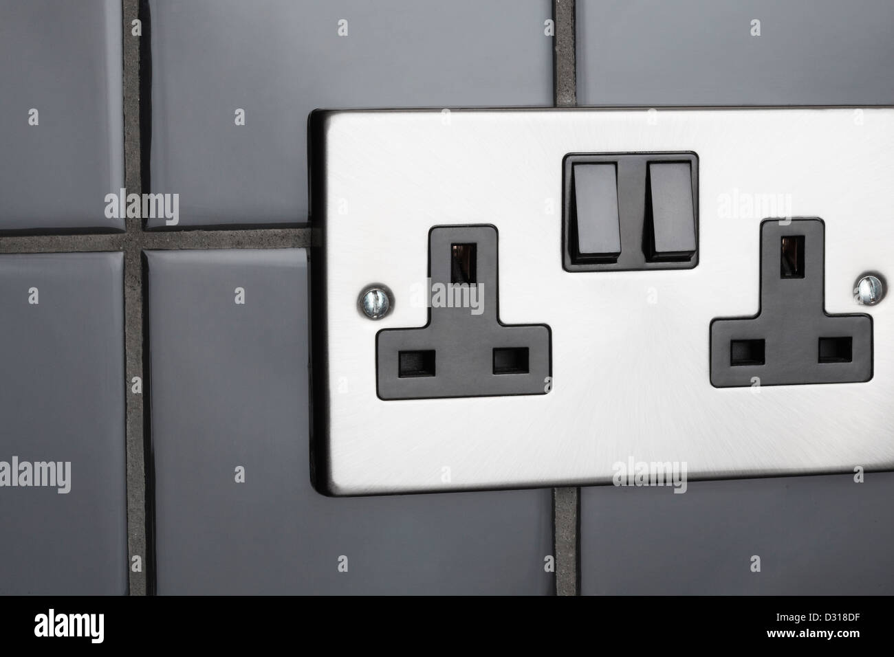 Double plug socket in contemporary kitchen Stock Photo