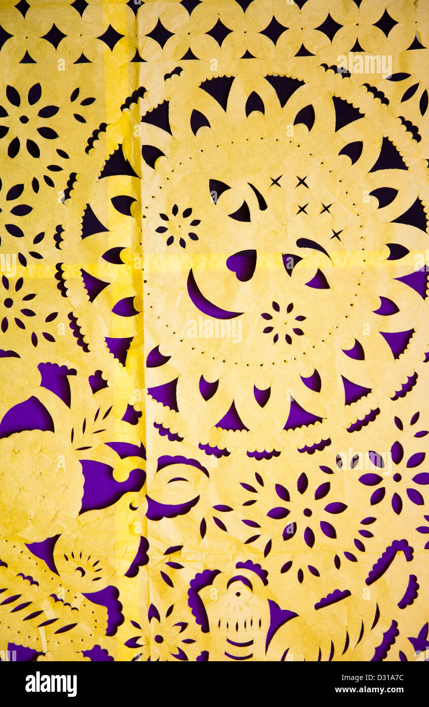 Papel Picado Design used over Dia de Los Muertos as Decor - Mexico Stock Photo