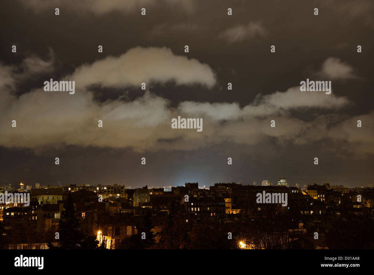 Cityscape at night, France Stock Photo