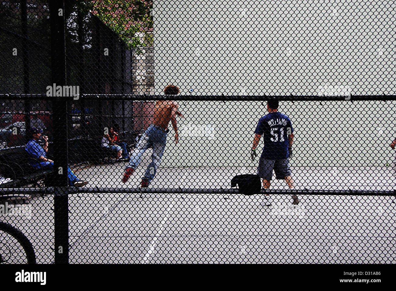 People playing handball in Spanish Harlem NY Stock Photo Alamy