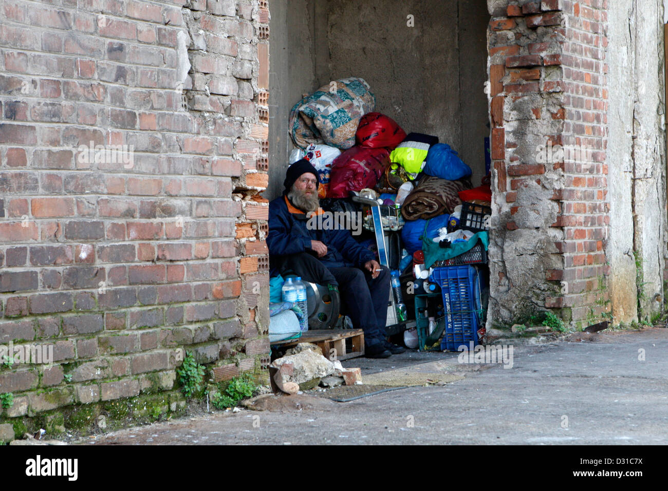 Greese Homless Homeless leave at Piraeus harbour in Greece Stock Photo - Alamy