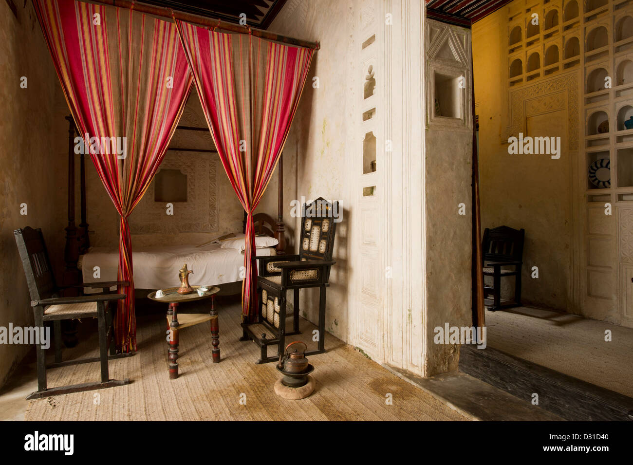 Interior of the 18th century Swahili House Museum, Lamu, Lamu Archipelago, Kenya Stock Photo