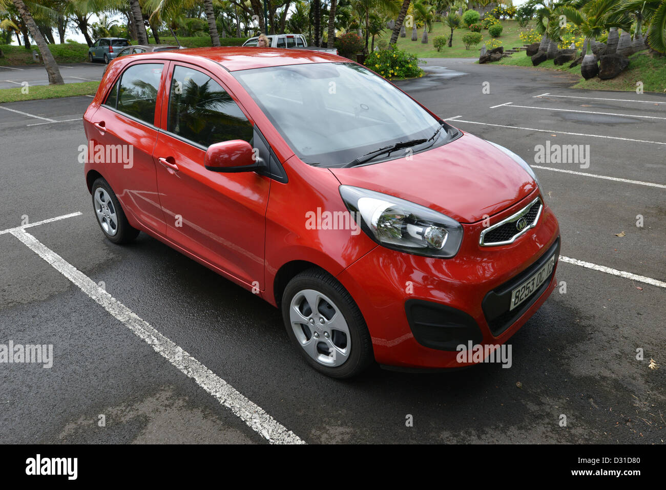 Kia Picanto In Red Parked In Mauritius Stock Photo Alamy