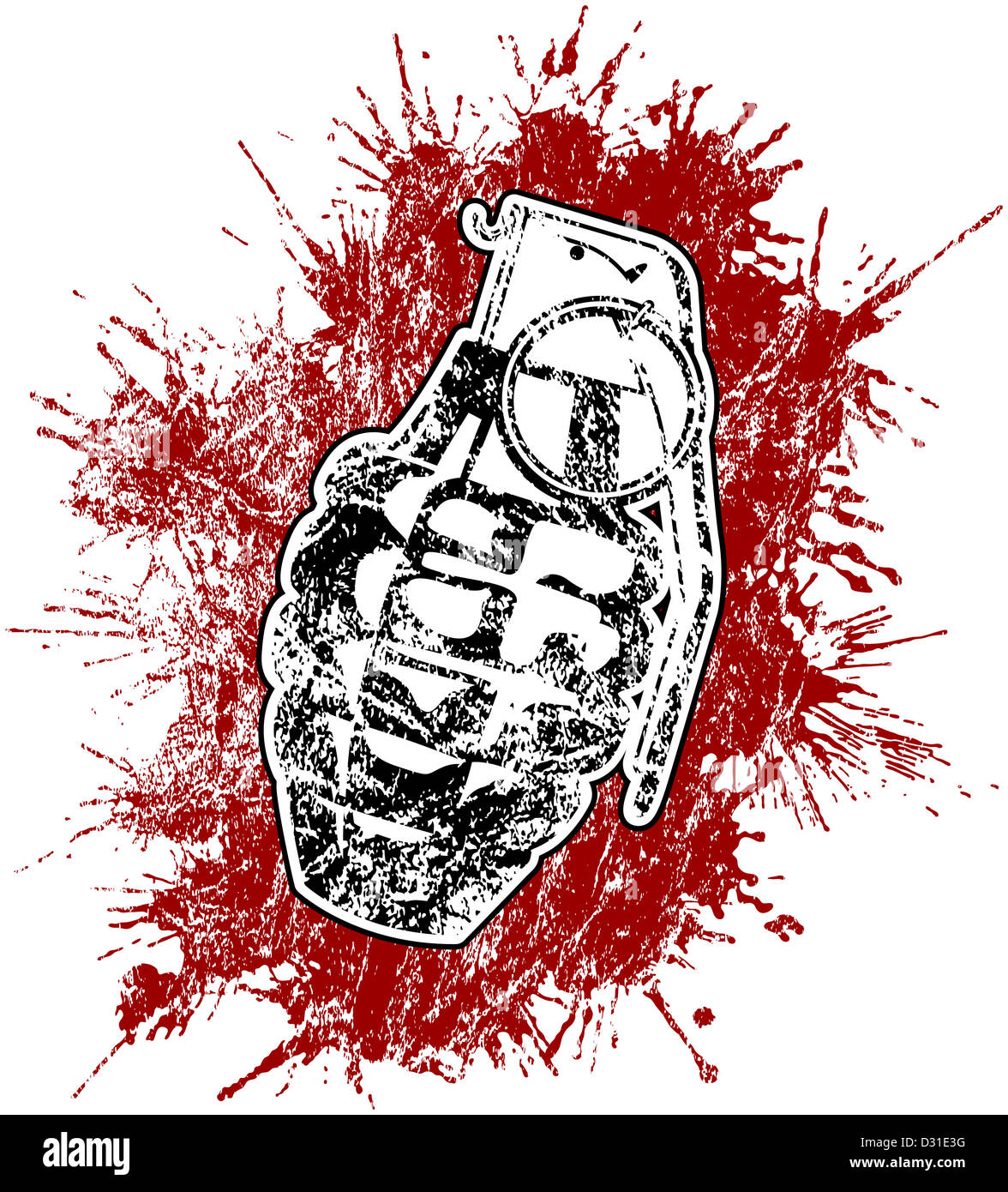 Grenade with splattered blood Stock Photo