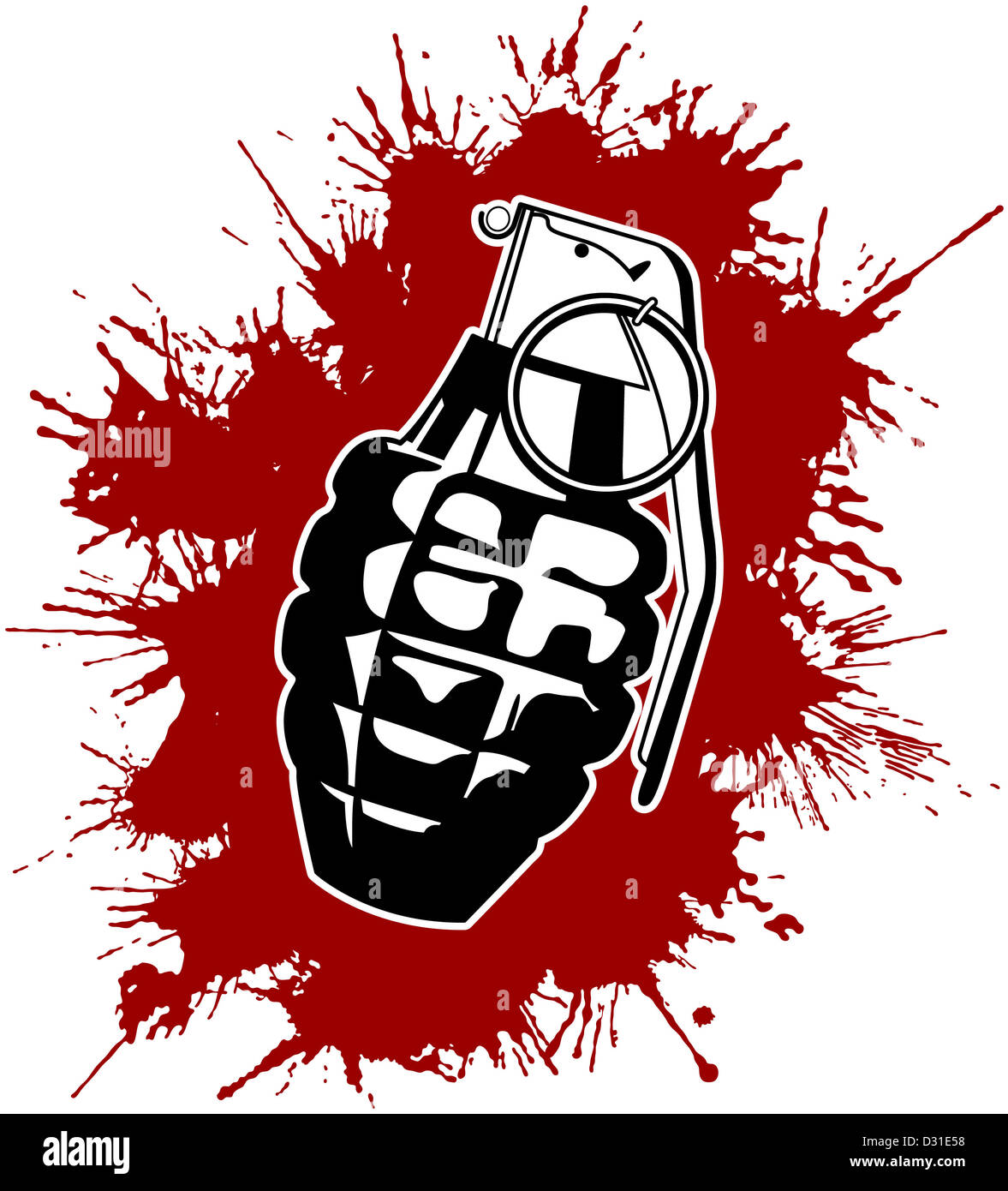 Grenade with splattered blood Stock Photo