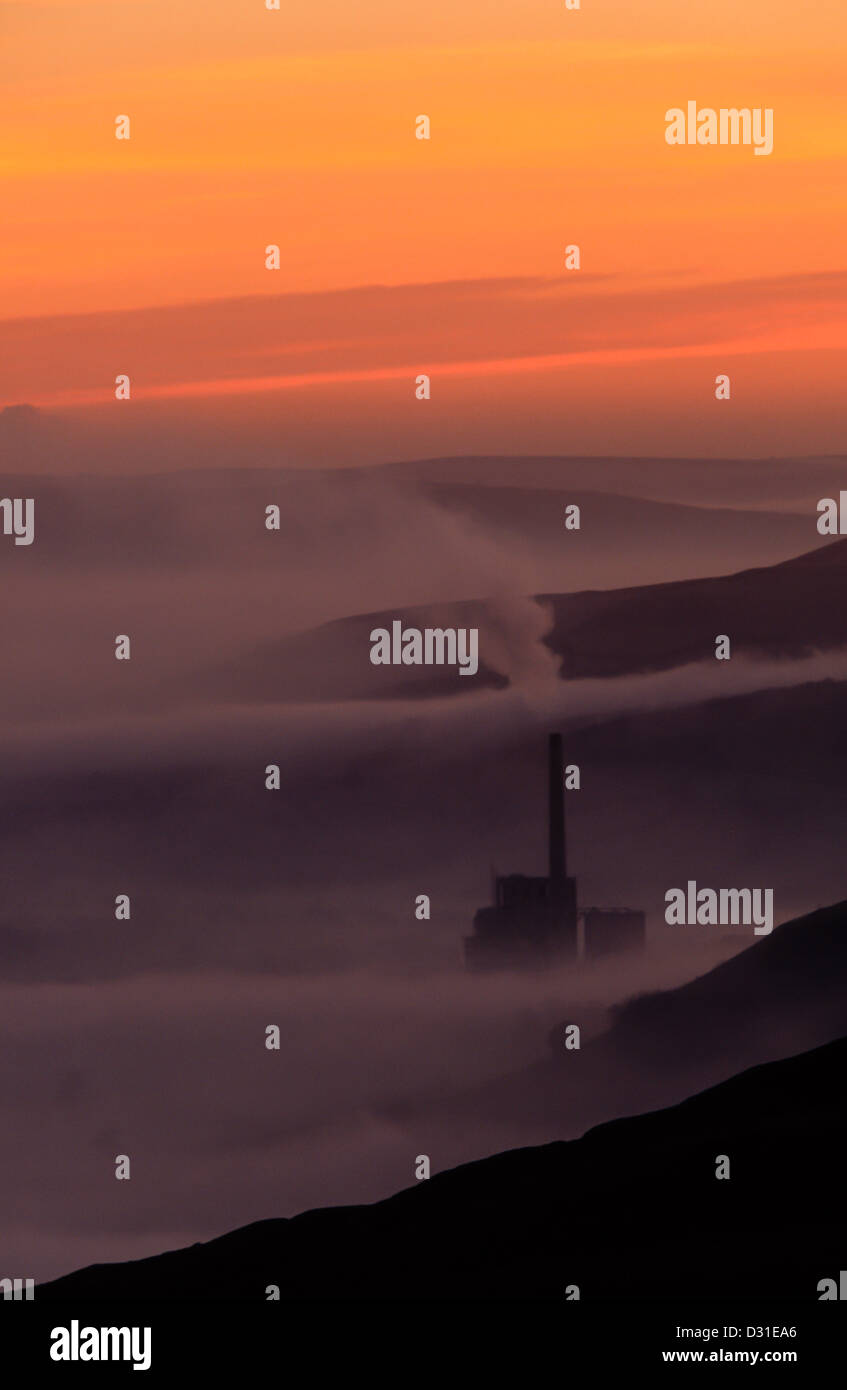 The Lafarge Cement Works, Hope Valley, Derbyshire at sunrise Stock