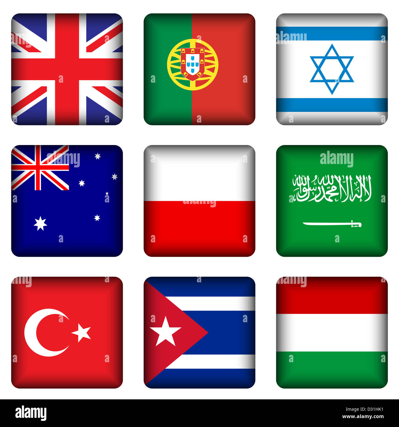 Square national flags set on a white background. Vector illustration ...