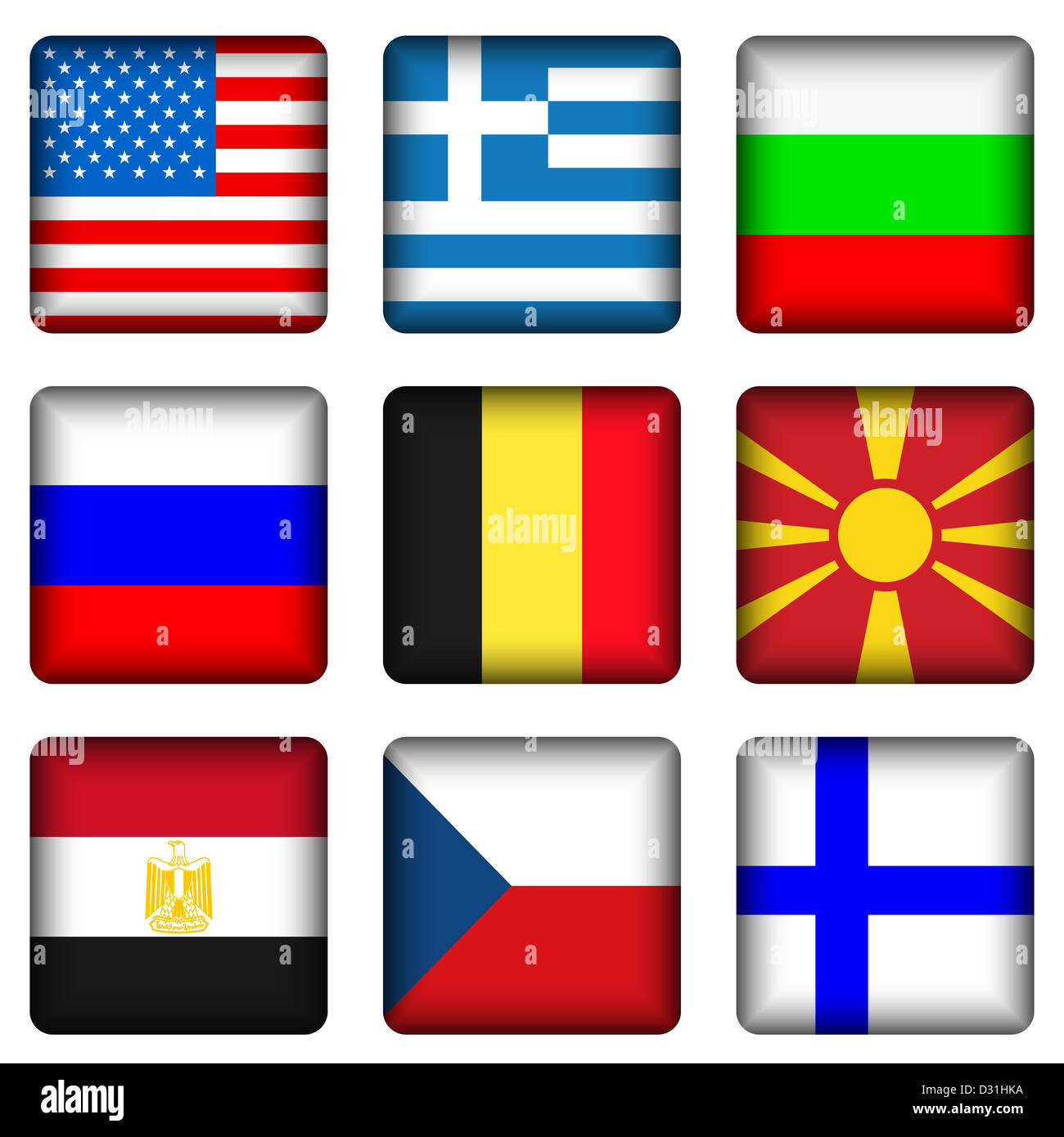 Square national flags set on a white background. Vector illustration ...