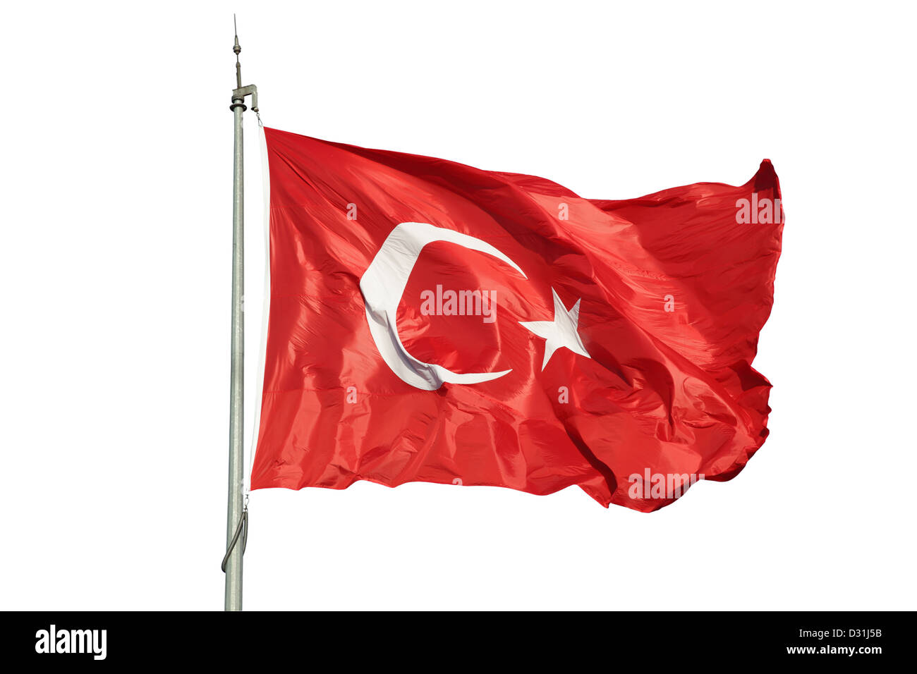 Turkish flag isolated over white background Stock Photo