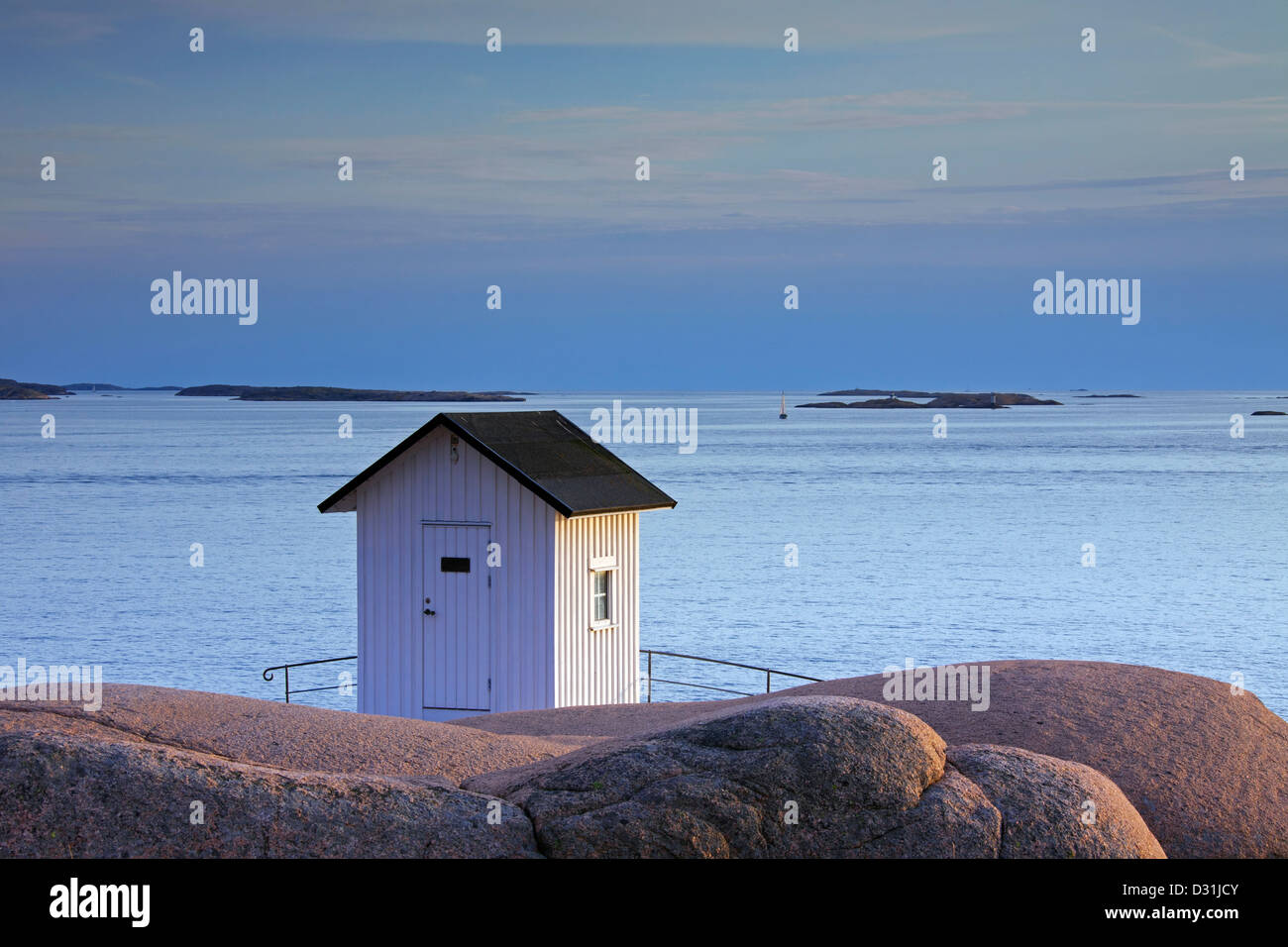 Little lighthouse at Lysekil, Bohuslän, Sweden, Scandinavia Stock Photo
