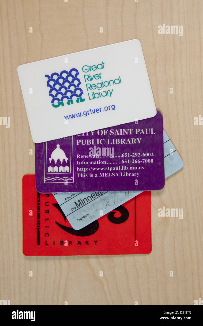 Assortment of plastic library cards Stock Photo