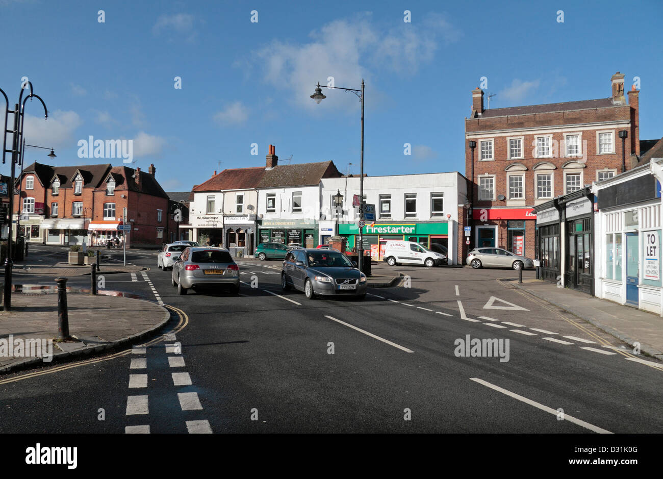 General view of central Bagshot, Surrey, UK. Stock Photo