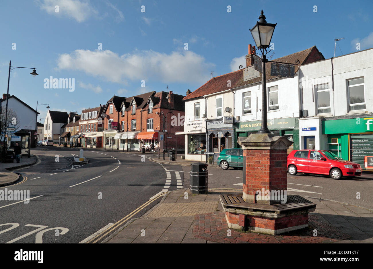 The high street in Bagshot, Surrey, UK Stock Photo Alamy