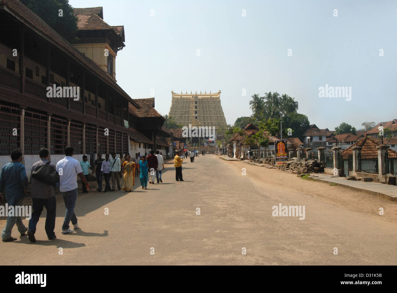 General-View of the Gopuram, main entrance of Shri Padmanabhaswamy temple Thiruvananthapuram, India. Stock Photo