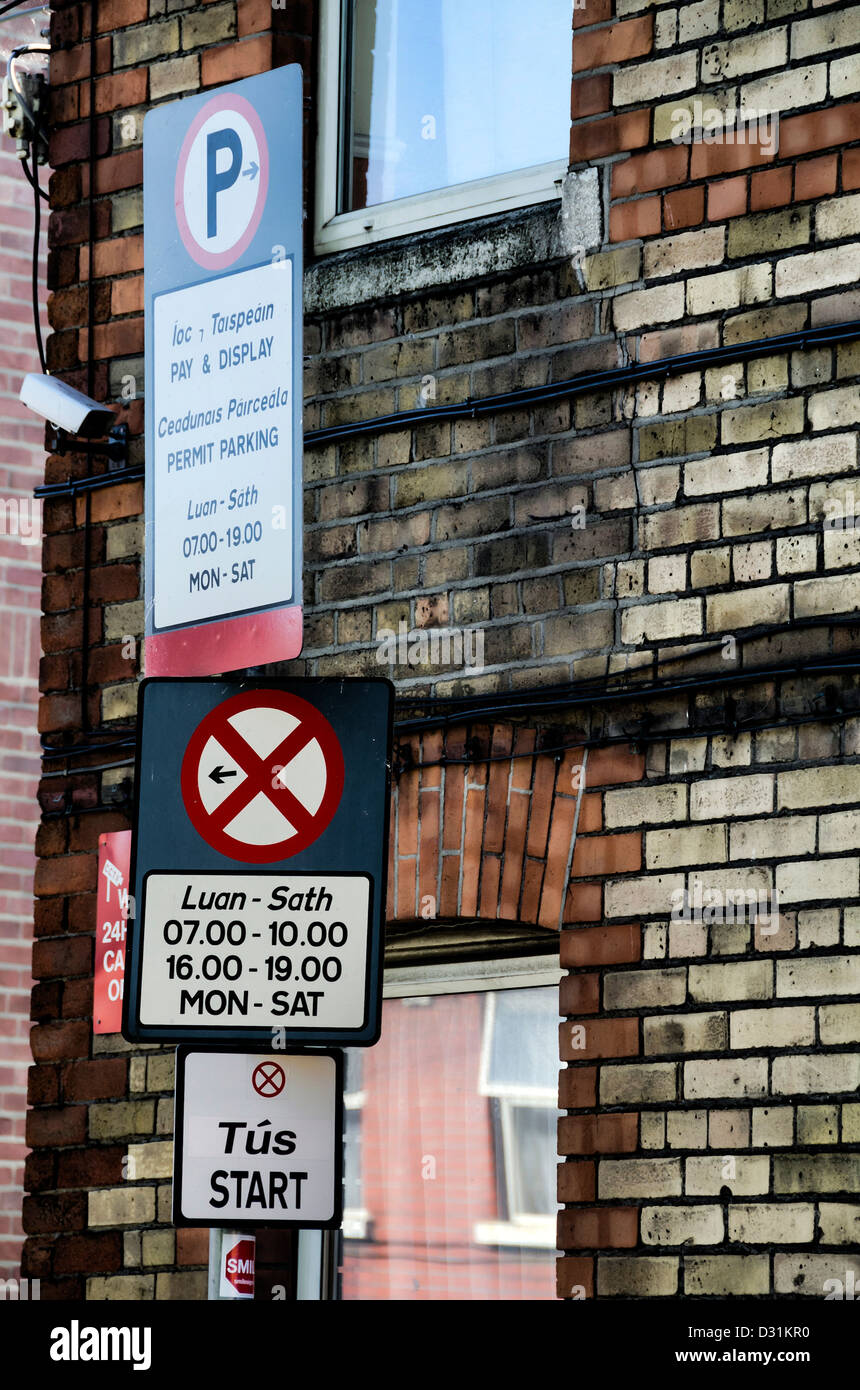 Parking warning road signs, Ireland Stock Photo Alamy