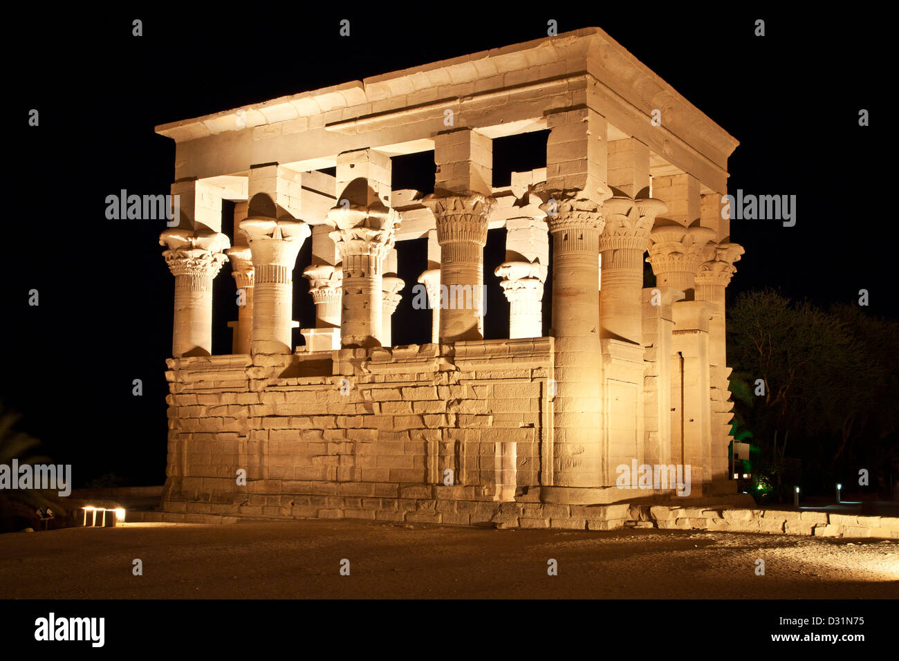 Sound and Light Show on Kiosk of Trajan at the Isis Temple of Philae,Agilika Island, Aswan, Stock Photo