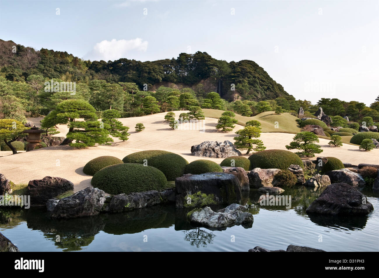 The modern dry landscape garden of the Adachi Museum of Art, Matsue, Japan, designed by Adachi Zenko in 1980 Stock Photo