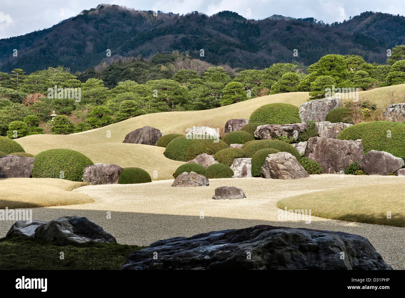 The modern dry landscape garden of the Adachi Museum of Art, Matsue, Japan, designed by Adachi Zenko in 1980 Stock Photo