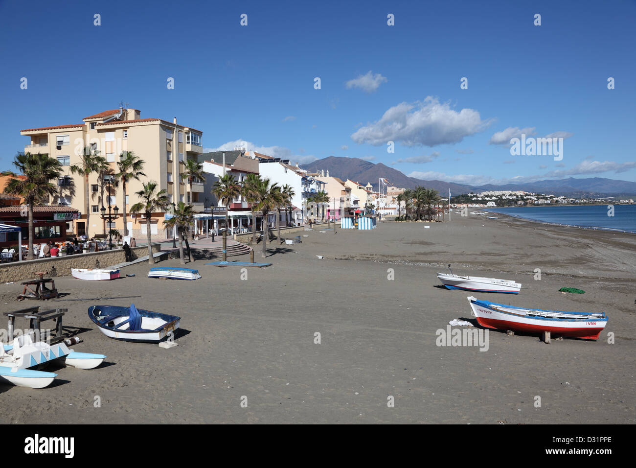 Beach of San Luis de Sabinillas, Costa del Sol, Andalusia, Spain Stock Photo