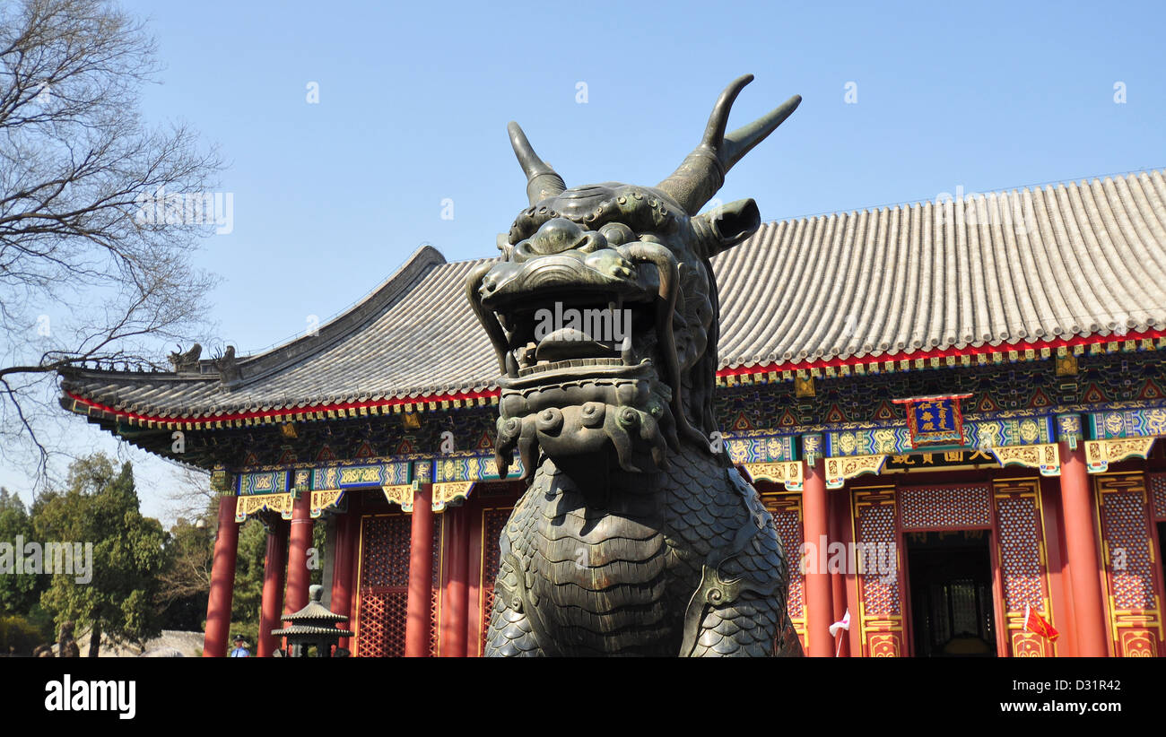 Statue of Mythical Qilin - Summer Palace, Beijing, China Stock Photo