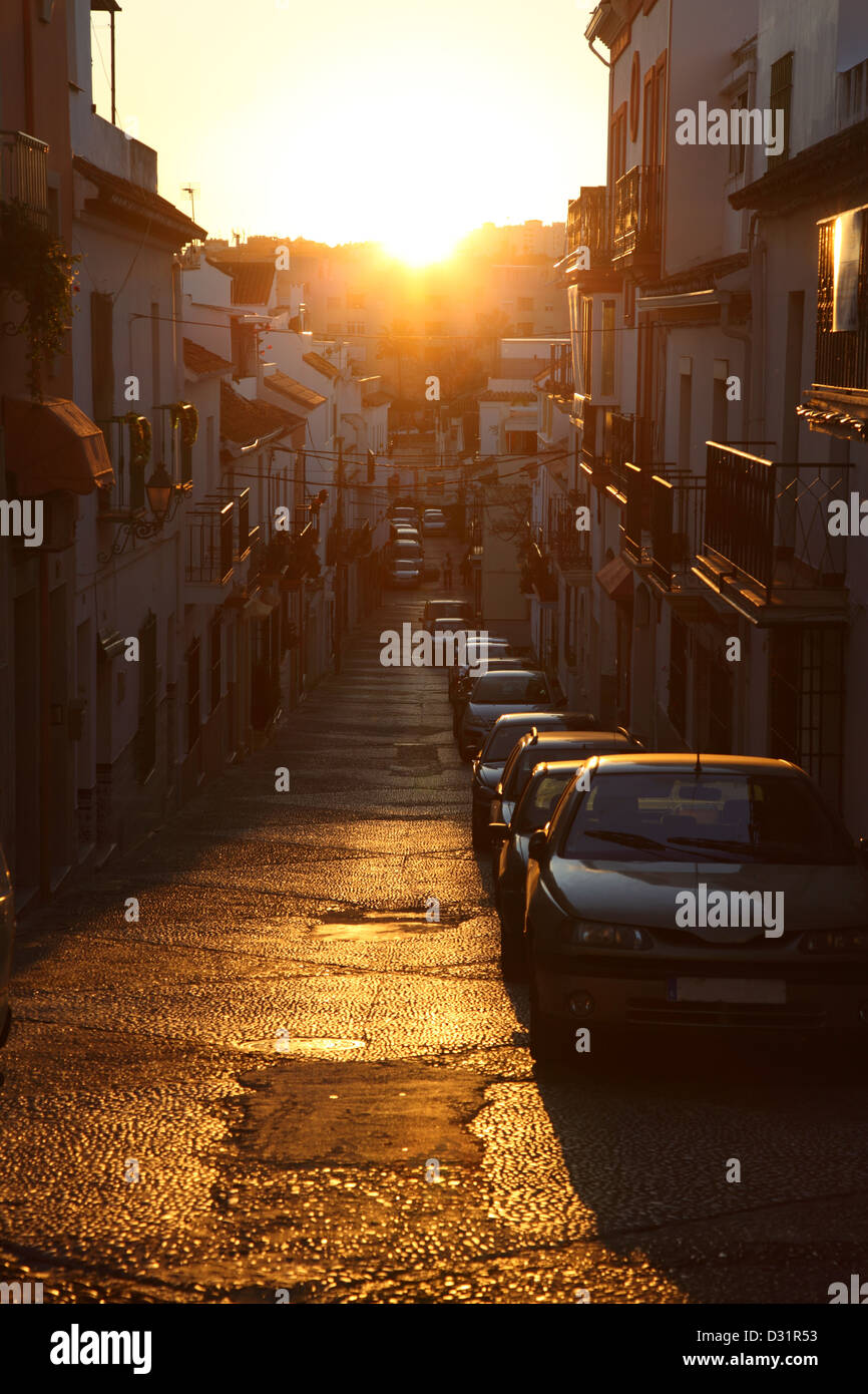 Narrow street in Estepona, Andalusia, Spain Stock Photo