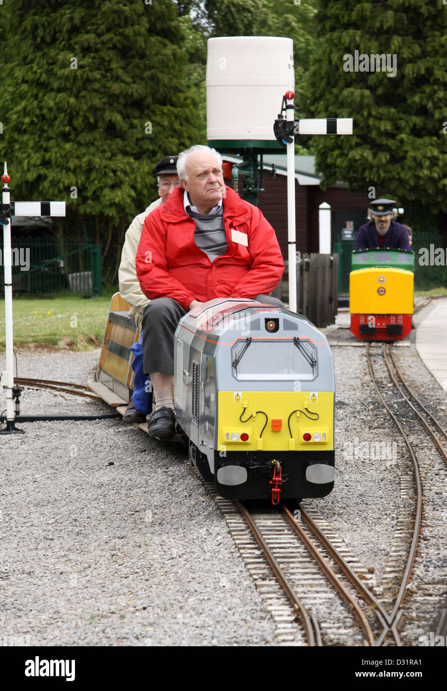Man driving diesel train at Ashton Court Stock Photo Alamy