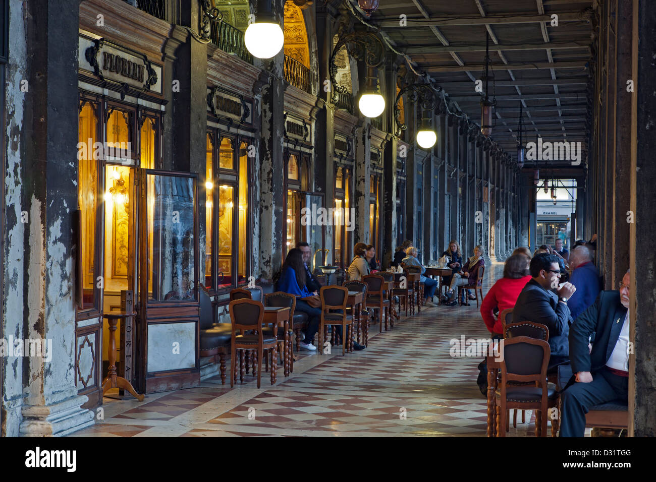 Historic Florian Cafe, St. Mark's Square, Venice, Italy Stock Photo