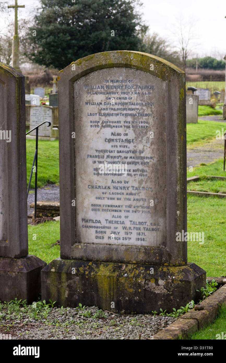 The Grave of photographic pioneer Fox Talbot in Lacock a pretty village in Wiltshire England UK Stock Photo