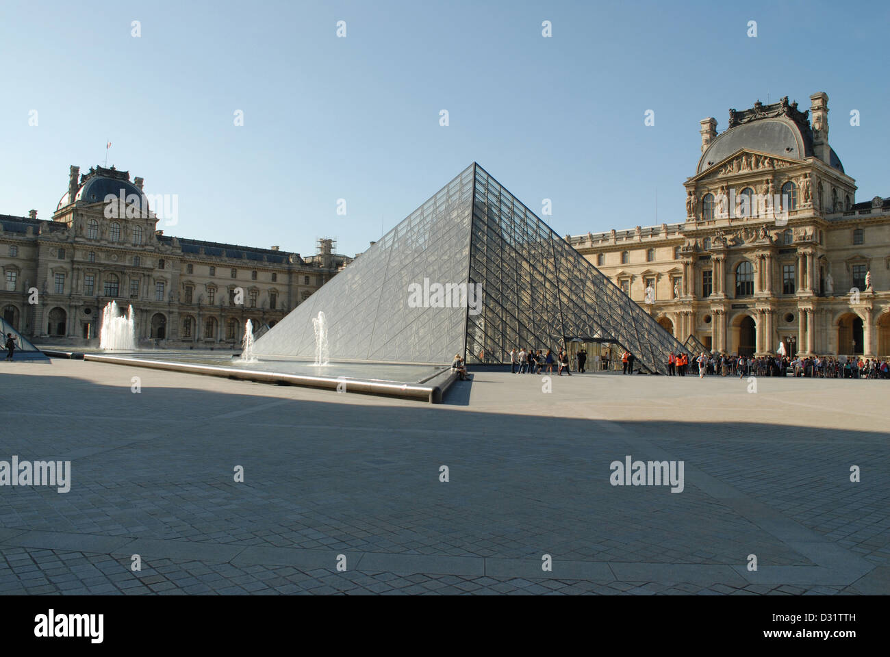 The glass pyramid above the Louvre Museum, Paris, France. Stock Photo