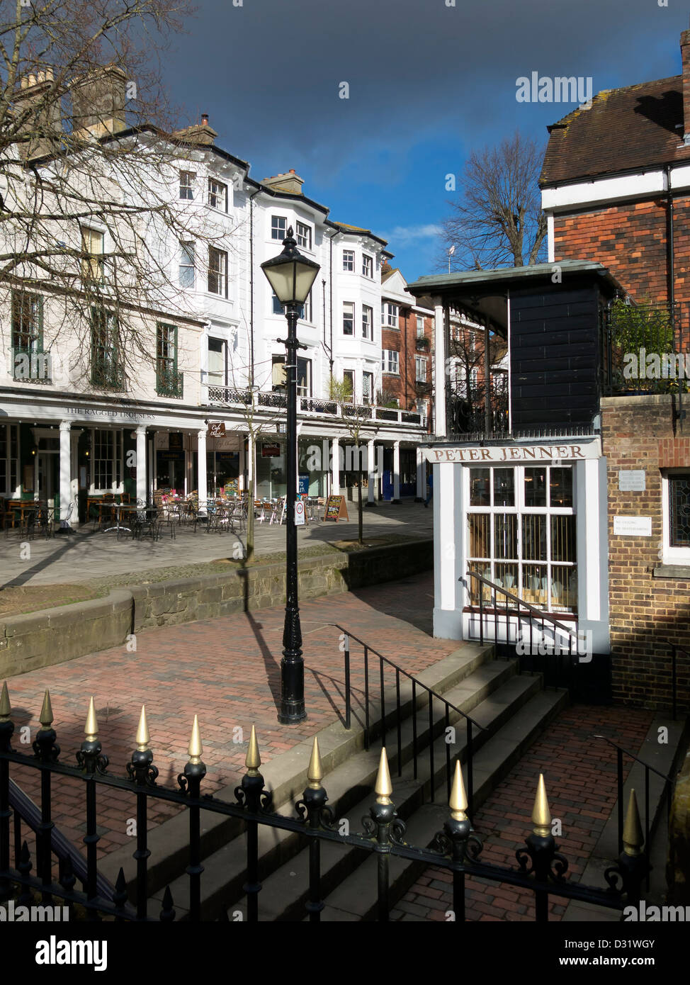 colonnade of old shop fronts, The Pantiles, Royal Tunbridge Wells, Kent, England,UK