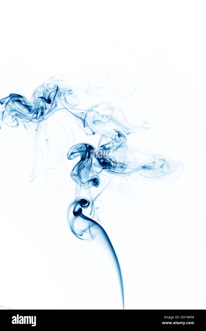 blue smoke on white background close up Stock Photo - Alamy