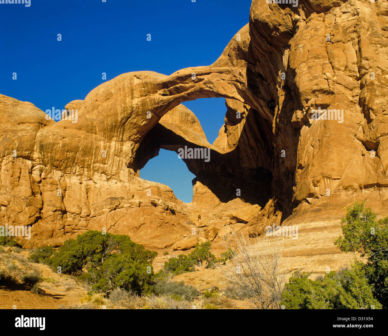 USA, Utah, Arches National Park, Double Arch Stock Photo