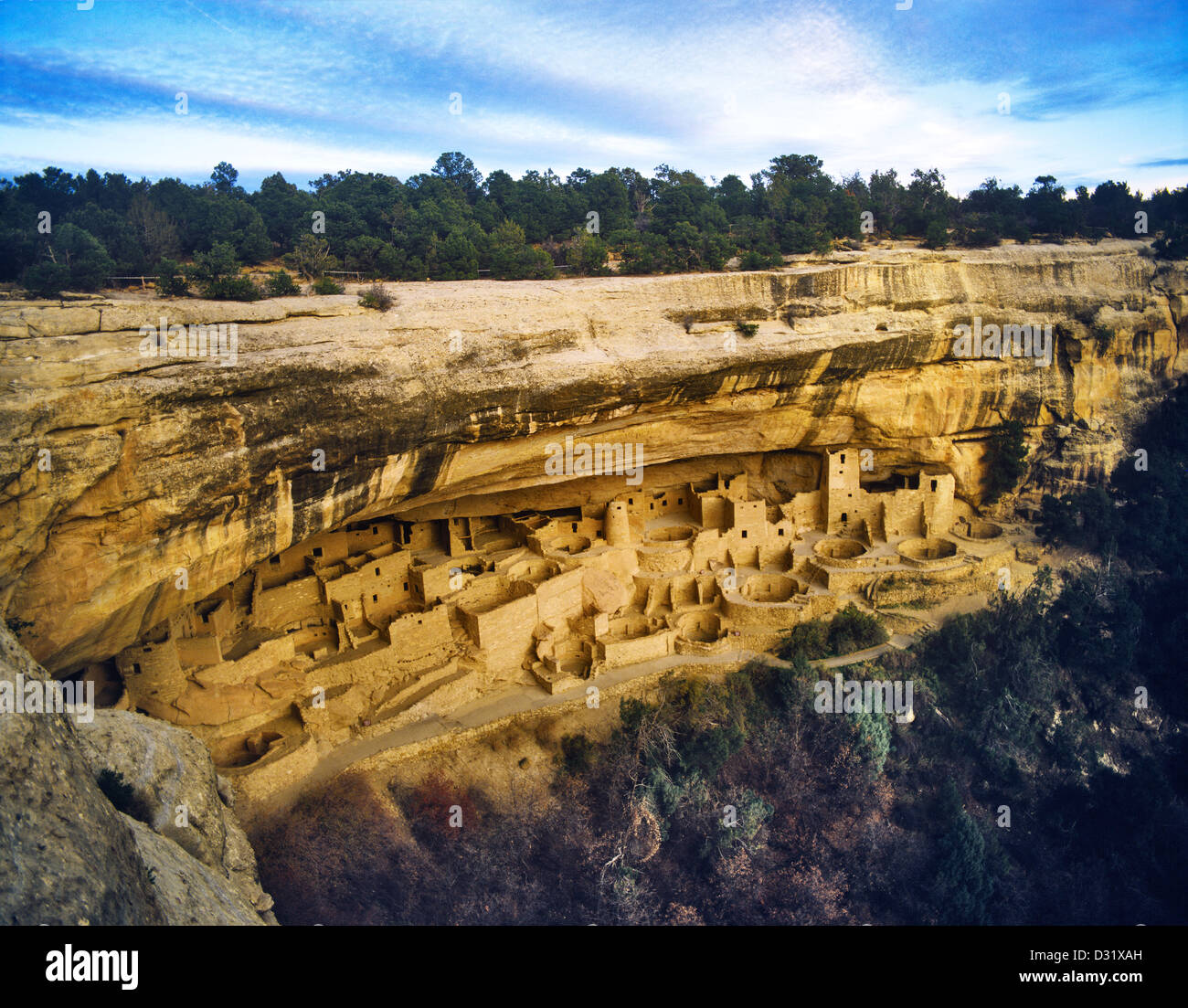 U.S.A., Colorado, Mesa Verde National Park, Cliff Palace, ancient Cliff Dwelling Stock Photo