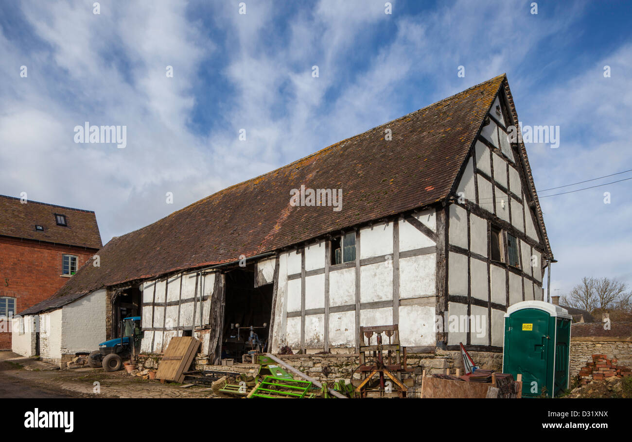 Half timbered barn being used a a Worcestershire, England, UK