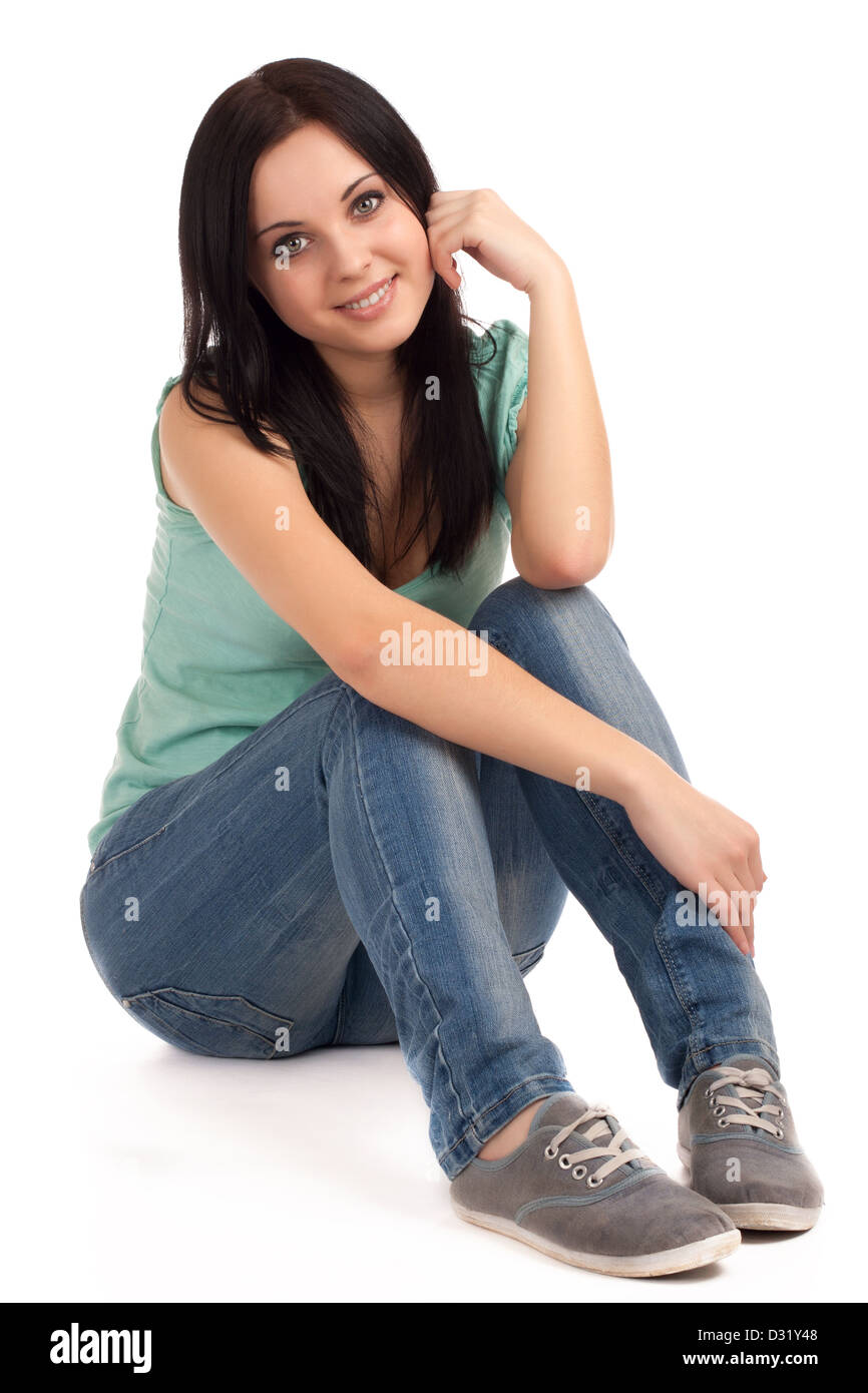 Teenage girl sitting Stock Photo