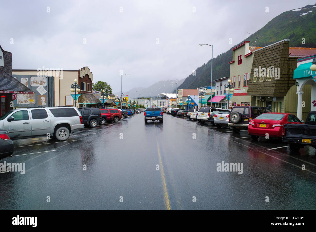 Rainy day in downtown, Seward, Alaska, USA Stock Photo Alamy
