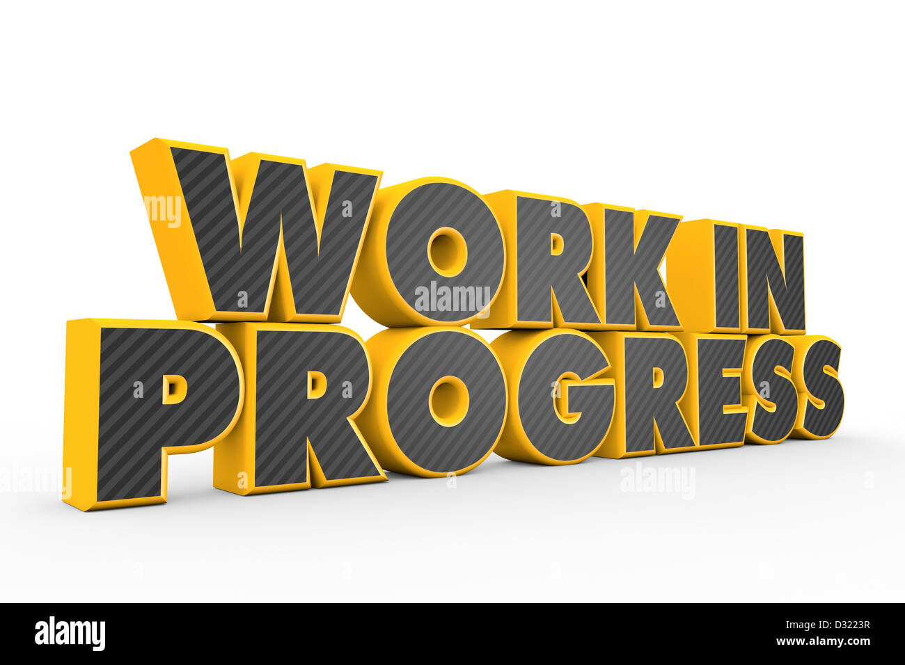 3D yellow grey Work In Progress text on white Stock Photo - Alamy