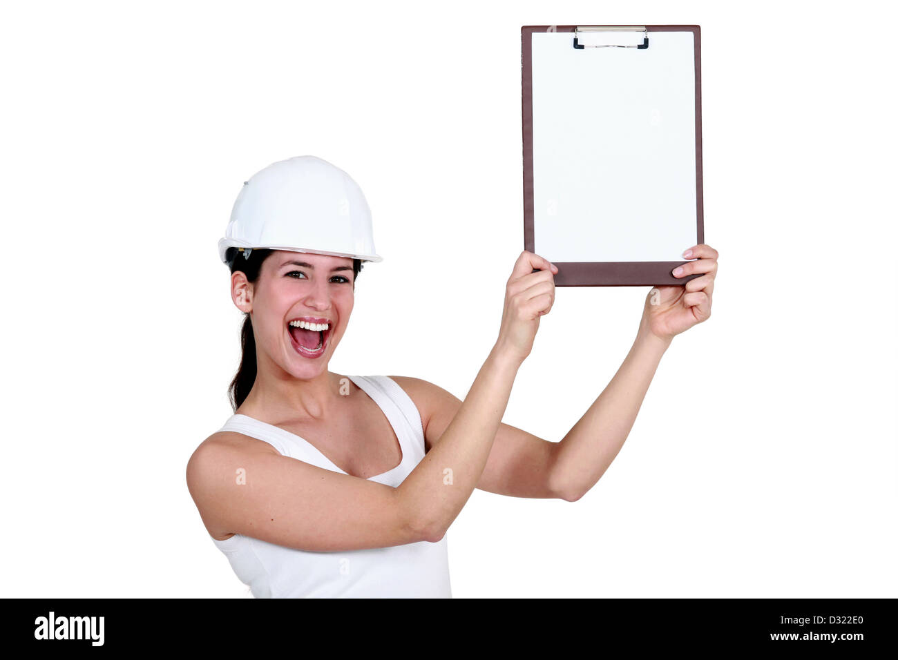 Woman with helmet Stock Photo - Alamy